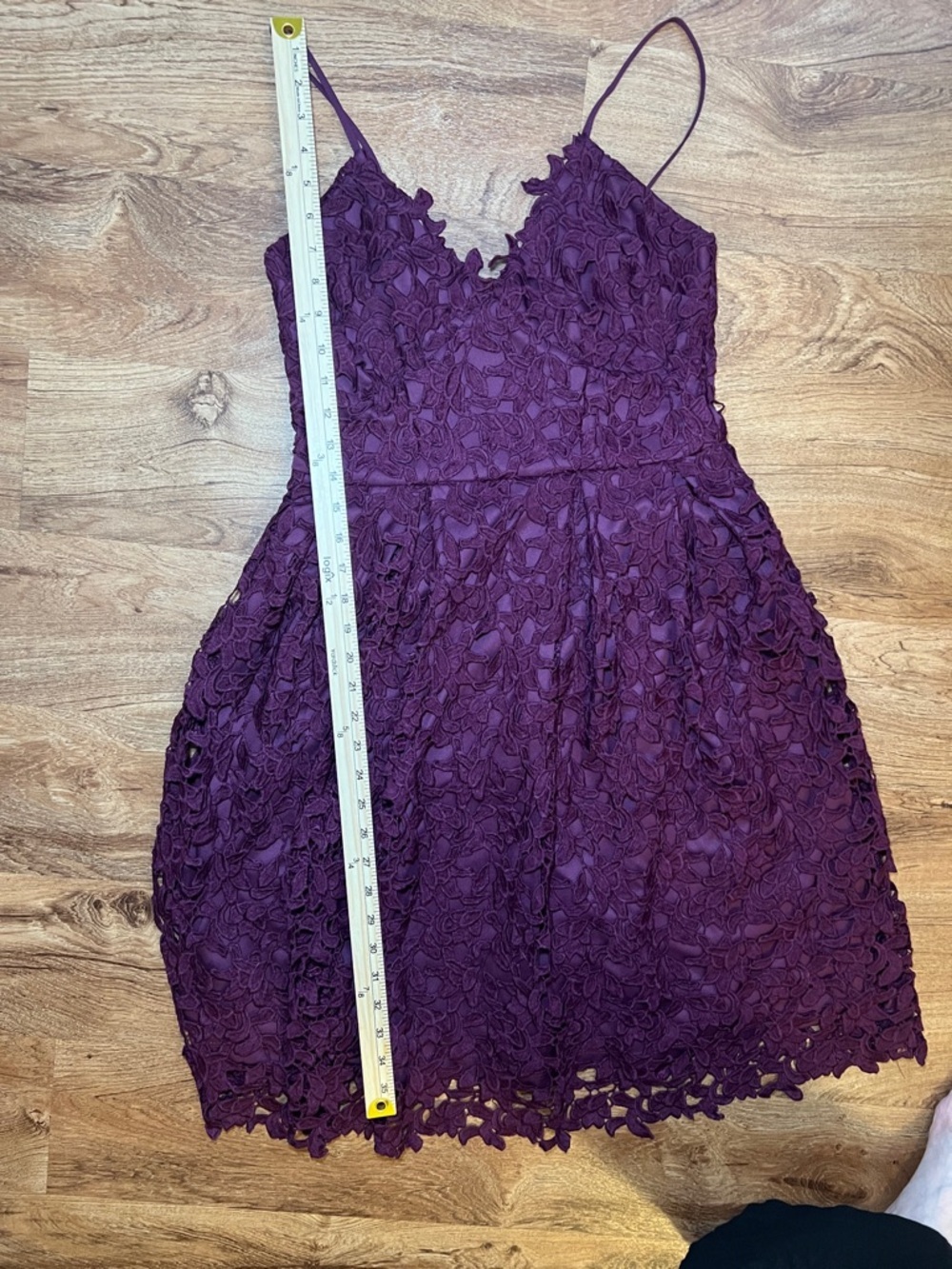 Love…ady Purple Floral Lace Fit & Flare Dress Medium Spaghetti Strap - Picture 6 of 10